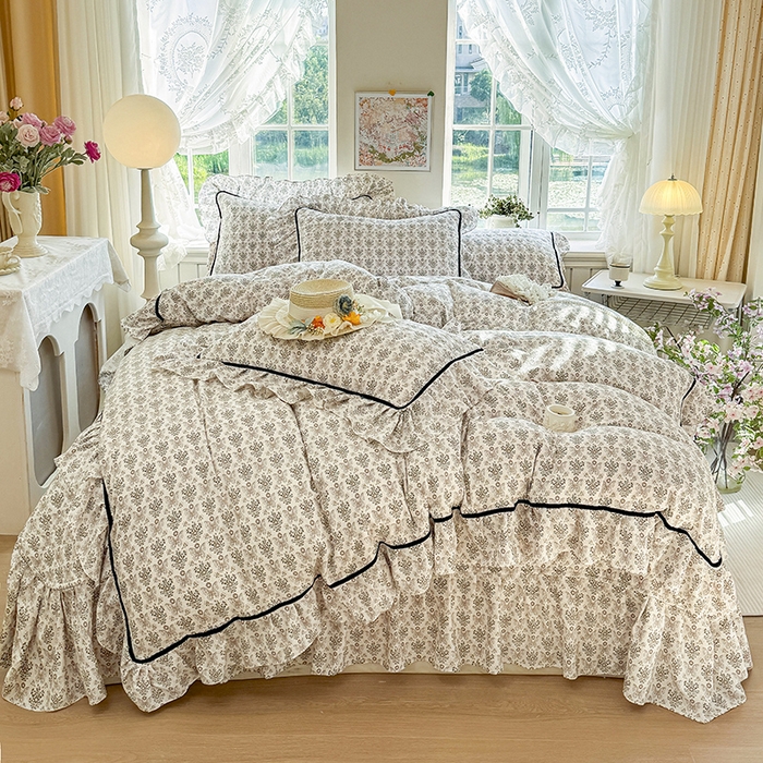 91家纺网 家纺一手货源 找家纺 宜凡家纺 2025新款A类水洗珍珠棉床盖四件套 卡诺