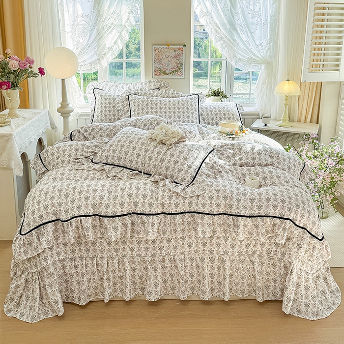 91家纺网 家纺一手货源 找家纺 宜凡家纺 2025新款A类水洗珍珠棉床盖四件套 卡诺