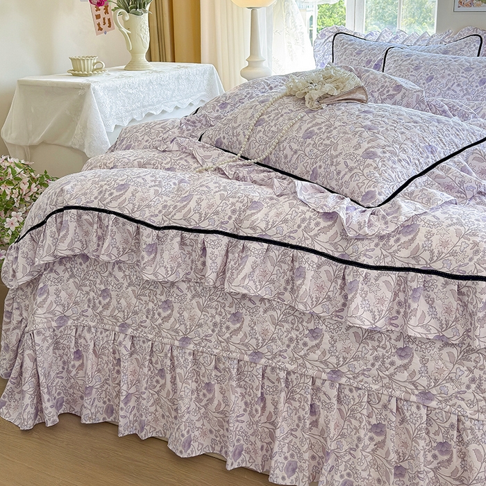 91家纺网 家纺一手货源 找家纺 宜凡家纺 2025新款A类水洗珍珠棉床盖四件套 洛拉