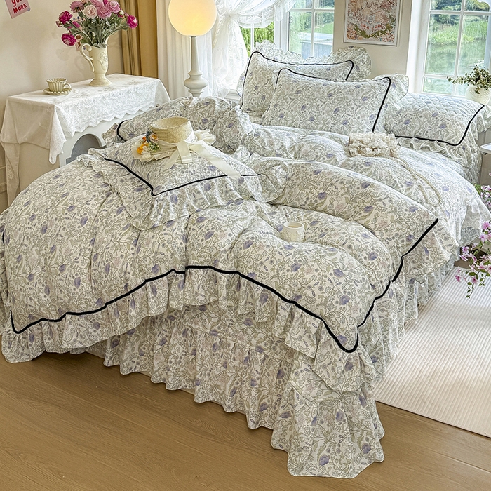 宜凡家纺 2025新款A类水洗珍珠棉床盖四件套 觅春