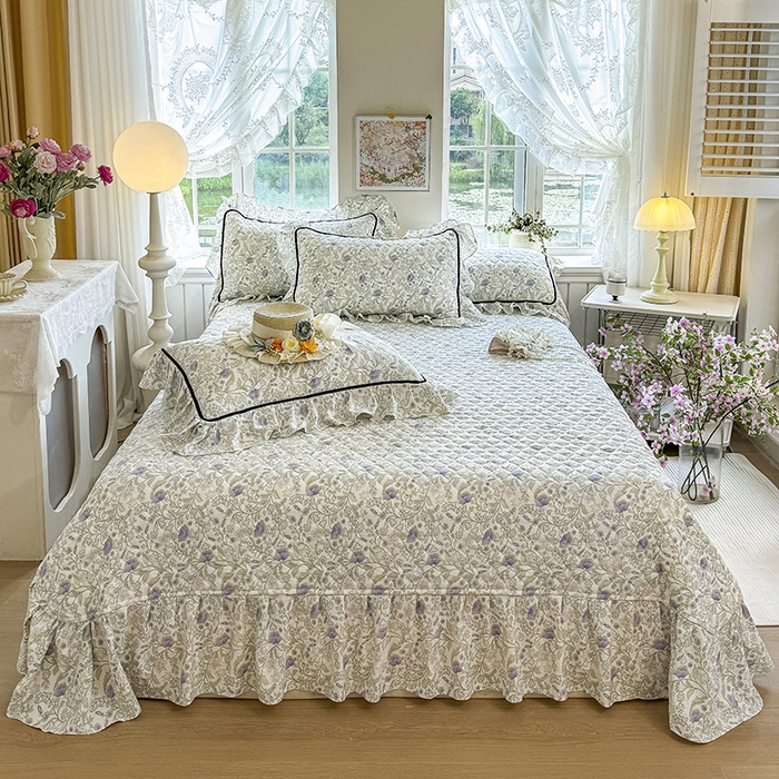 91家纺网 家纺一手货源 找家纺 宜凡家纺 2025新款A类水洗珍珠棉床盖四件套 觅春