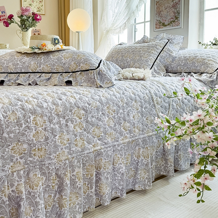 91家纺网 家纺一手货源 找家纺 宜凡家纺 2025新款A类水洗珍珠棉床盖四件套 清野