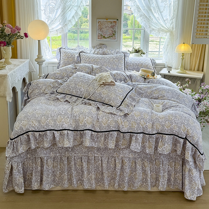 91家纺网 家纺一手货源 找家纺 宜凡家纺 2025新款A类水洗珍珠棉床盖四件套 清野