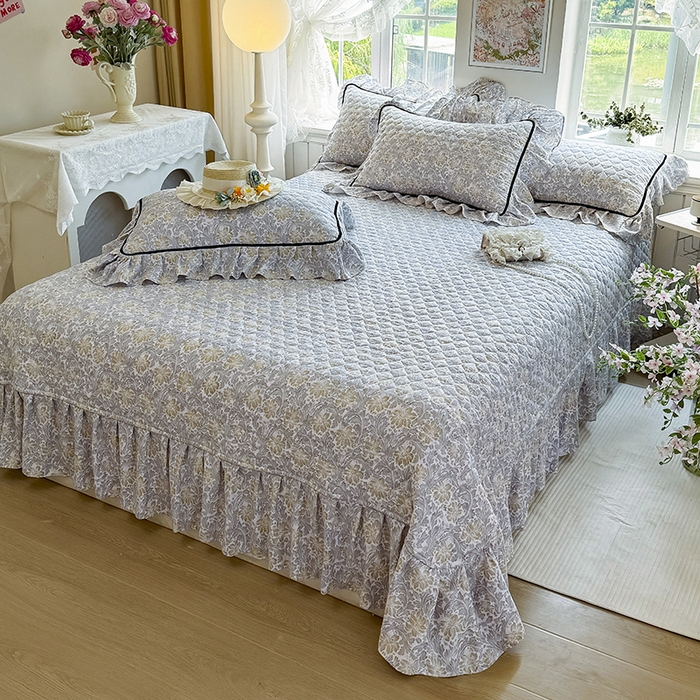 91家纺网 家纺一手货源 找家纺 宜凡家纺 2025新款A类水洗珍珠棉床盖四件套 清野