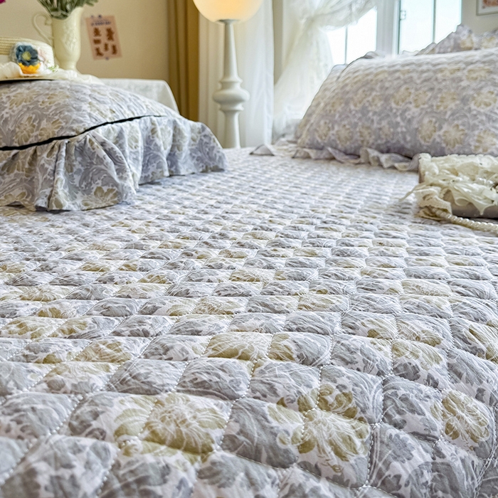 91家纺网 家纺一手货源 找家纺 宜凡家纺 2025新款A类水洗珍珠棉床盖四件套 清野