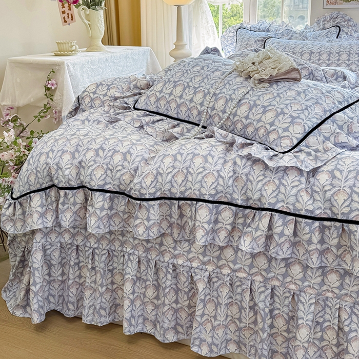 91家纺网 家纺一手货源 找家纺 宜凡家纺 2025新款A类水洗珍珠棉床盖四件套 夕雾