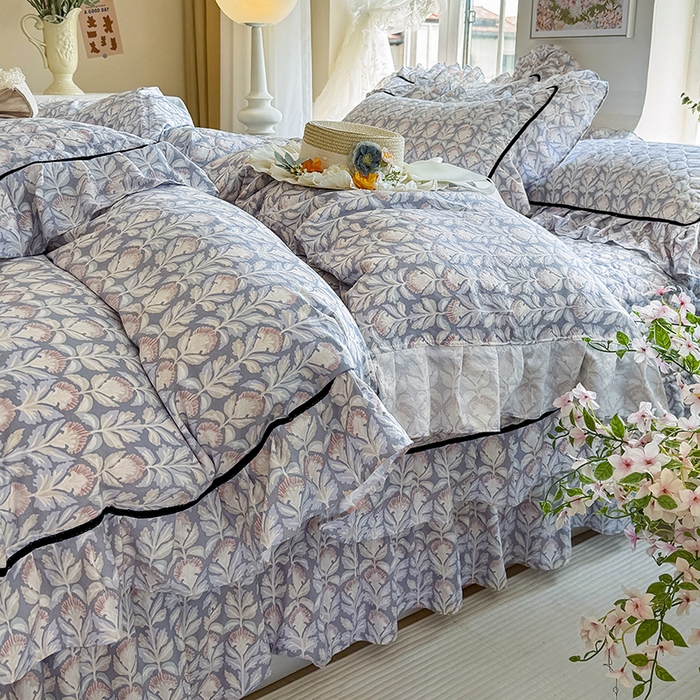 91家纺网 家纺一手货源 找家纺 宜凡家纺 2025新款A类水洗珍珠棉床盖四件套 夕雾