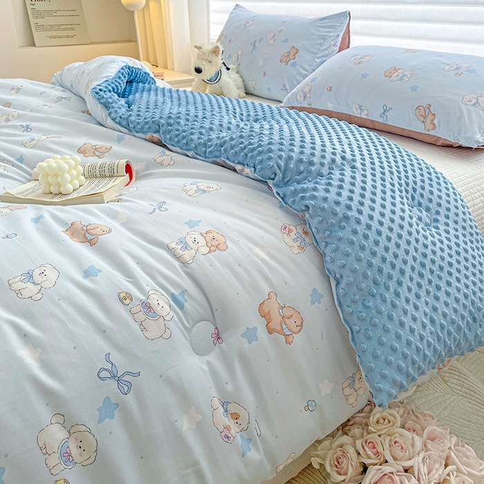 91家纺网 家纺一手货源 找家纺 （总）丫丫家纺 2025新款云感木棉皱皱纱被子豆豆绒大豆被冬被被芯春秋豆豆被