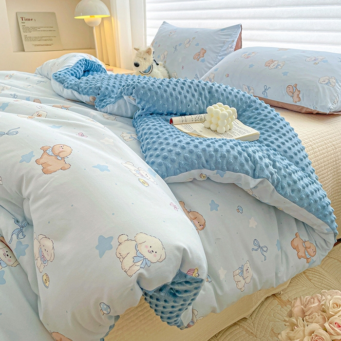 91家纺网 家纺一手货源 找家纺 （总）丫丫家纺 2025新款云感木棉皱皱纱被子豆豆绒大豆被冬被被芯春秋豆豆被