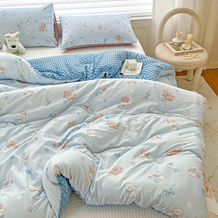 91家纺网 家纺一手货源 找家纺 （总）丫丫家纺 2025新款云感木棉皱皱纱被子豆豆绒大豆被冬被被芯春秋豆豆被