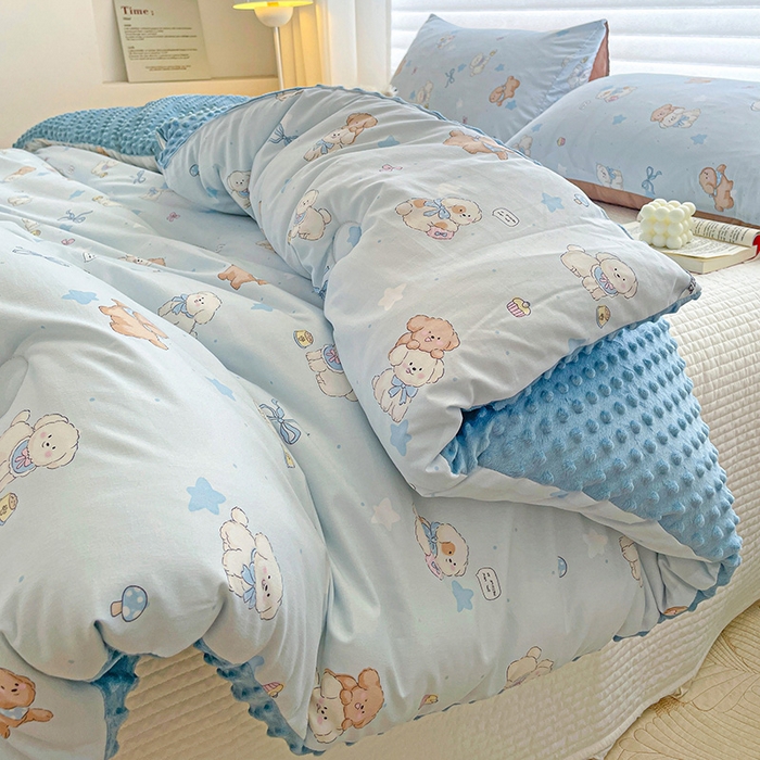 91家纺网 家纺一手货源 找家纺 （总）丫丫家纺 2025新款云感木棉皱皱纱被子豆豆绒大豆被冬被被芯春秋豆豆被