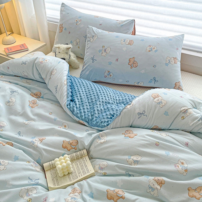 91家纺网 家纺一手货源 找家纺 （总）丫丫家纺 2025新款云感木棉皱皱纱被子豆豆绒大豆被冬被被芯春秋豆豆被