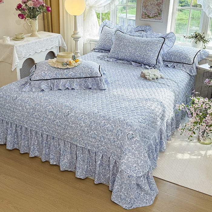 91家纺网 家纺一手货源 找家纺 （总）宜凡家纺 2025新款A类水洗珍珠棉床盖三件套