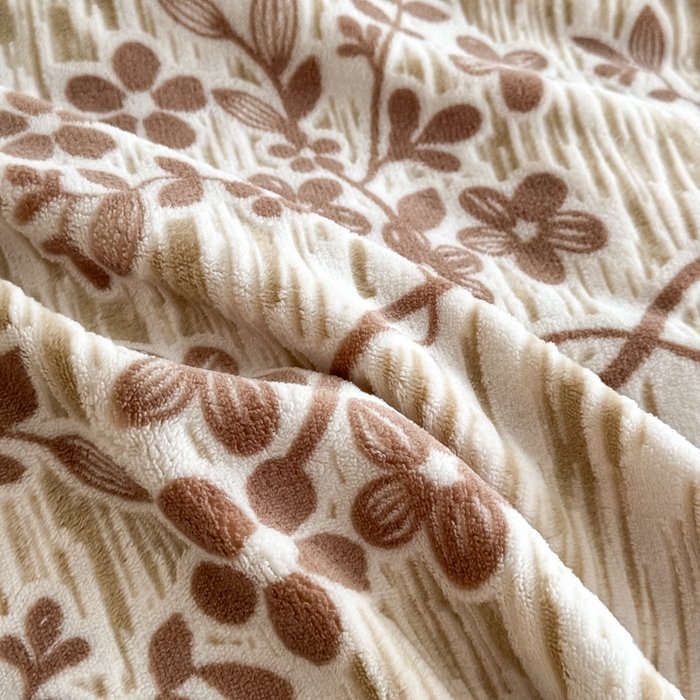 91家纺网 家纺一手货源 找家纺 九花鹿 2025新款宽边雕花绒牛奶绒四件套 宽边雕花-悠然花朵(奶咖）