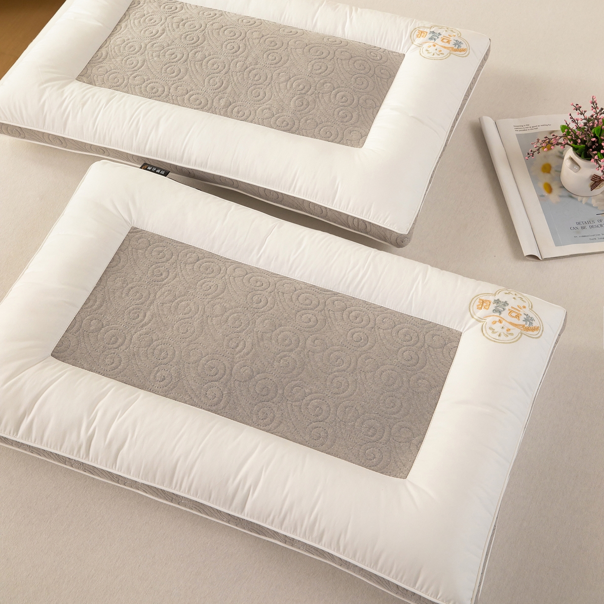 91家纺网 家纺一手货源 找家纺 （总）九州枕芯 2025新款全棉纯棉羽梦云荞双面荞麦枕枕头枕芯