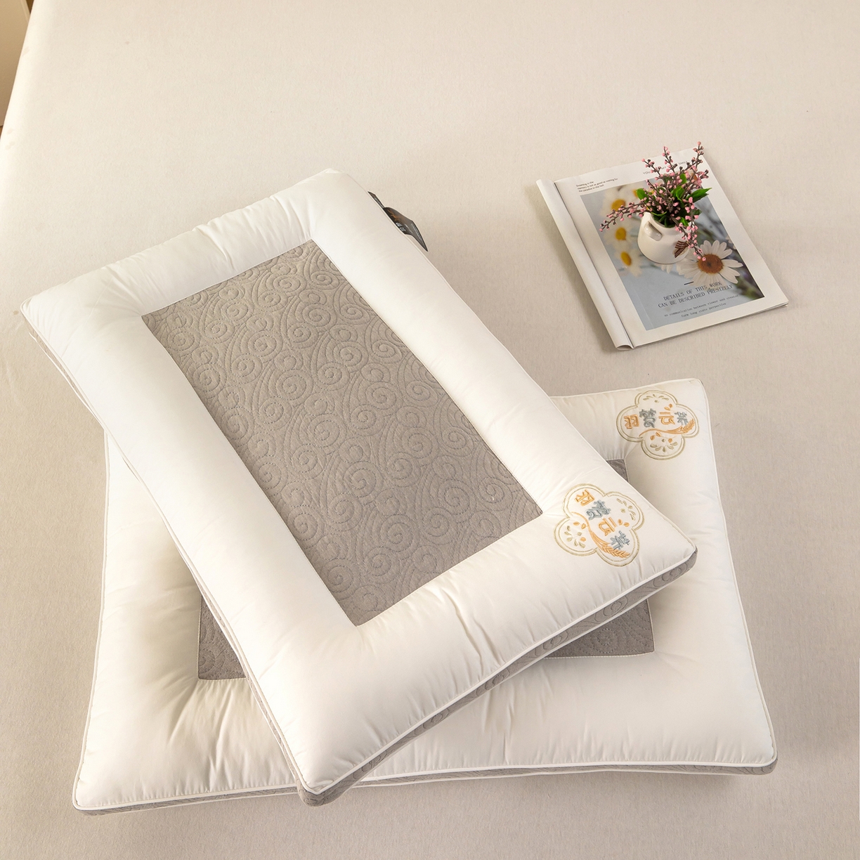 91家纺网 家纺一手货源 找家纺 （总）九州枕芯 2025新款全棉纯棉羽梦云荞双面荞麦枕枕头枕芯