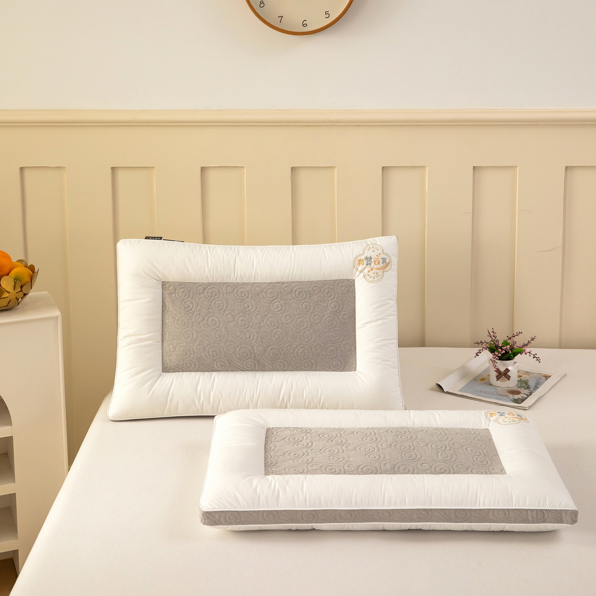 91家纺网 家纺一手货源 找家纺 九州枕芯 2025新款全棉纯棉羽梦云荞双面荞麦枕枕头枕芯 羽梦云荞双面荞麦枕-灰色