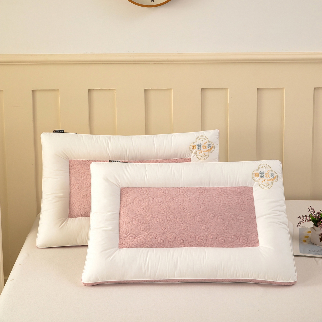 91家纺网 家纺一手货源 找家纺 九州枕芯 2025新款全棉纯棉羽梦云荞双面荞麦枕枕头枕芯 羽梦云荞双面荞麦枕-粉色