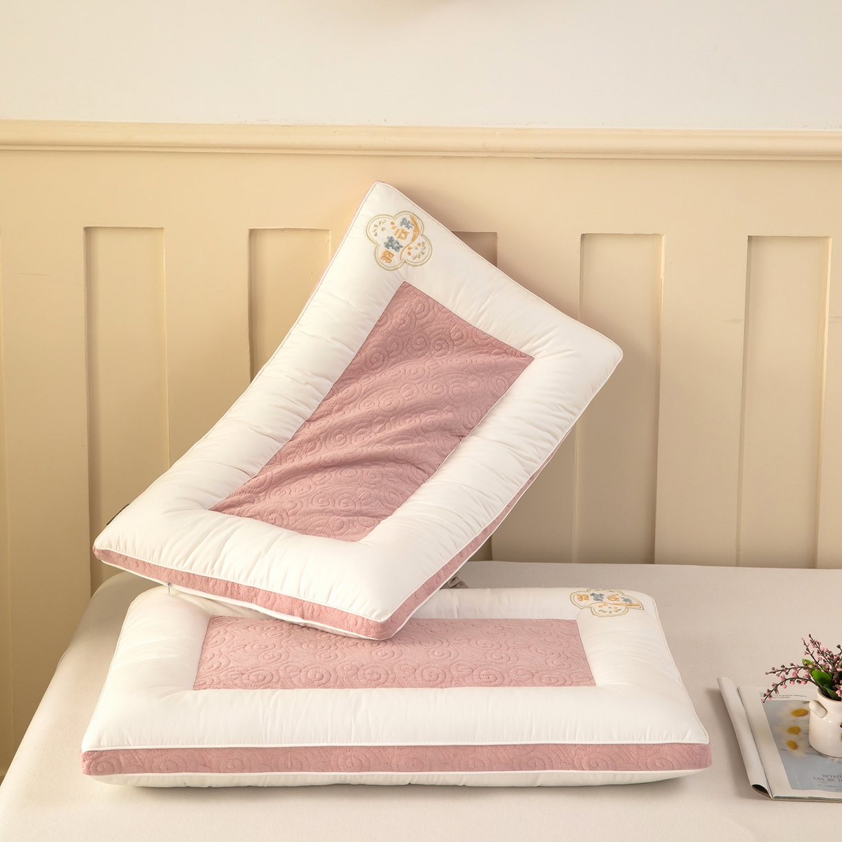 91家纺网 家纺一手货源 找家纺 九州枕芯 2025新款全棉纯棉羽梦云荞双面荞麦枕枕头枕芯 羽梦云荞双面荞麦枕-粉色