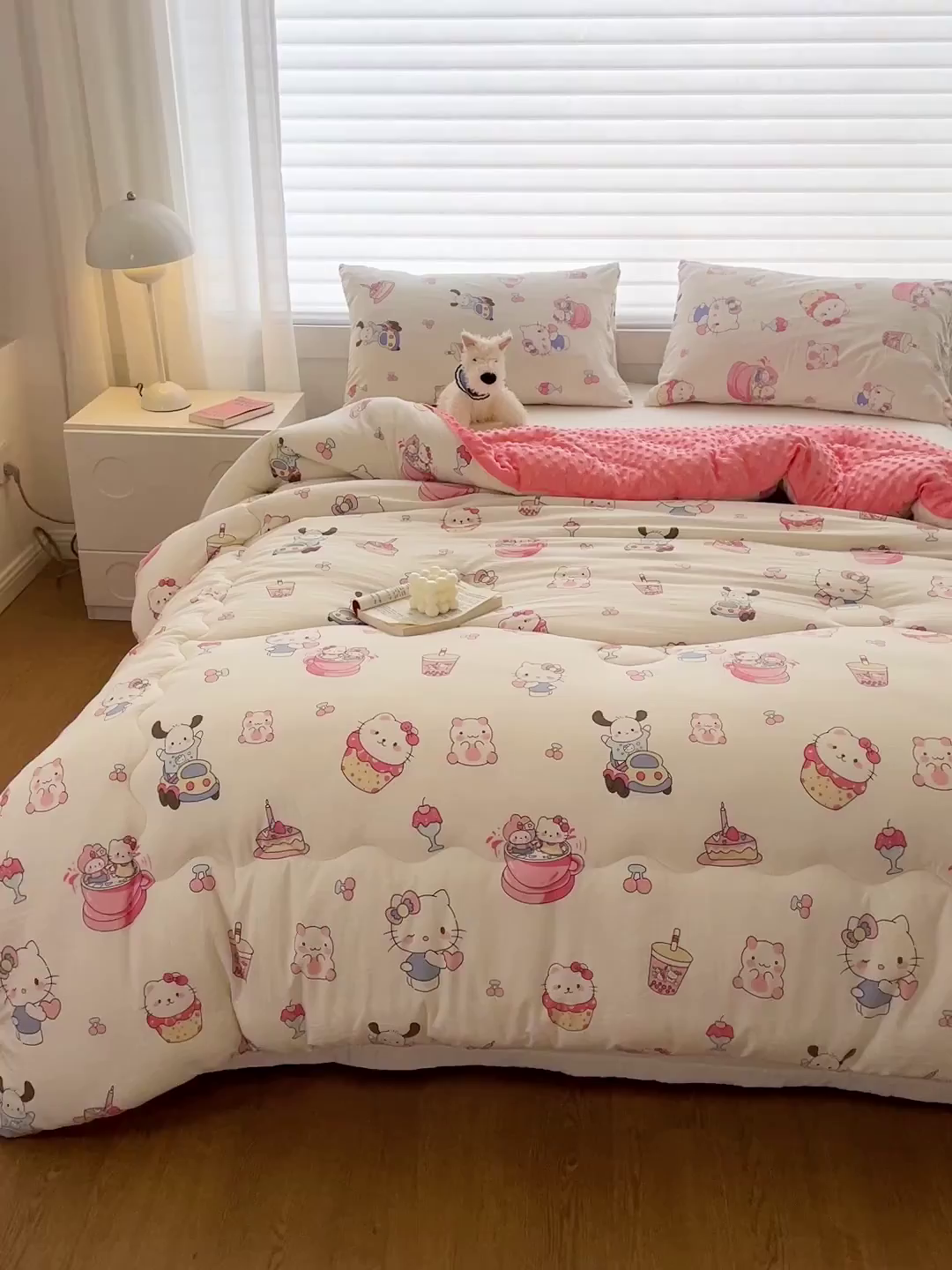 91家纺网 家纺一手货源 找家纺 丫丫家纺 2025新款云感木棉皱皱纱被子豆豆绒大豆被冬被被芯春秋豆豆被 凯蒂恰恰米