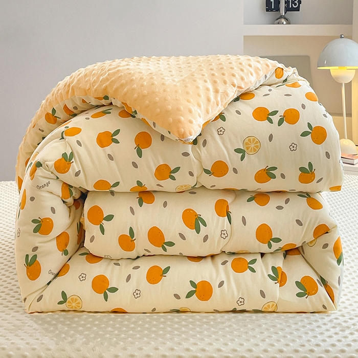 91家纺网 家纺一手货源 找家纺 丫丫家纺 2025新款云感木棉皱皱纱被子豆豆绒大豆被冬被被芯春秋豆豆被 心想事成