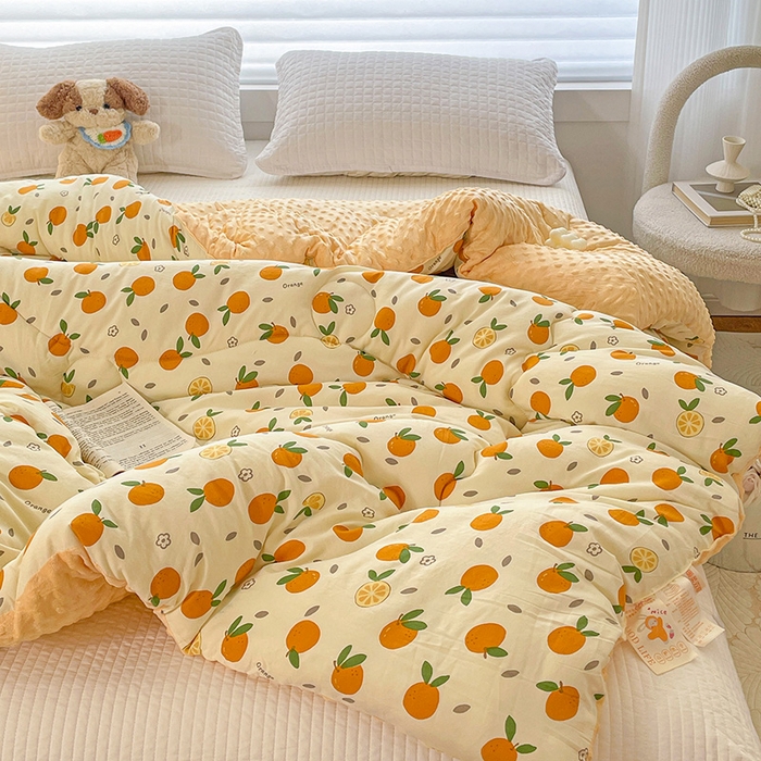 91家纺网 家纺一手货源 找家纺 丫丫家纺 2025新款云感木棉皱皱纱被子豆豆绒大豆被冬被被芯春秋豆豆被 心想事成