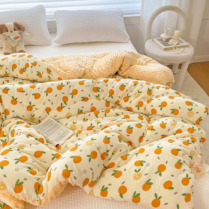 91家纺网 家纺一手货源 找家纺 丫丫家纺 2025新款云感木棉皱皱纱被子豆豆绒大豆被冬被被芯春秋豆豆被 心想事成