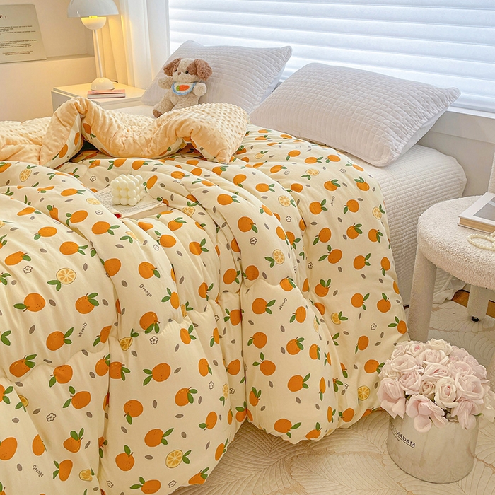 91家纺网 家纺一手货源 找家纺 丫丫家纺 2025新款云感木棉皱皱纱被子豆豆绒大豆被冬被被芯春秋豆豆被 心想事成