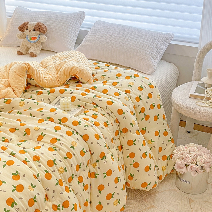 91家纺网 家纺一手货源 找家纺 丫丫家纺 2025新款云感木棉皱皱纱被子豆豆绒大豆被冬被被芯春秋豆豆被 心想事成