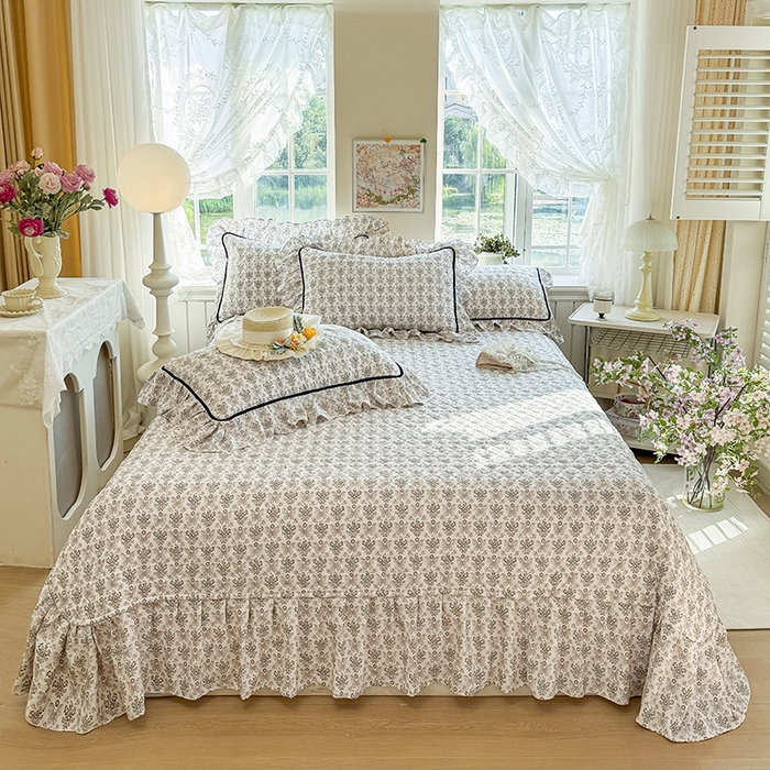 91家纺网 家纺一手货源 找家纺 宜凡家纺 2025新款A类水洗珍珠棉床盖三件套 卡诺