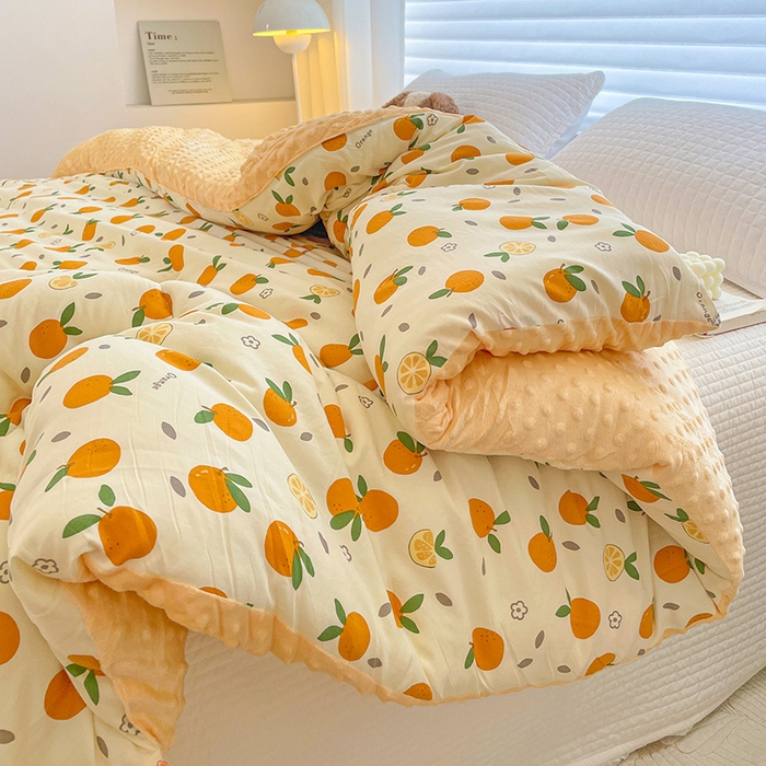 91家纺网 家纺一手货源 找家纺 丫丫家纺 2025新款云感木棉皱皱纱被子豆豆绒大豆被冬被被芯春秋豆豆被 心想事成