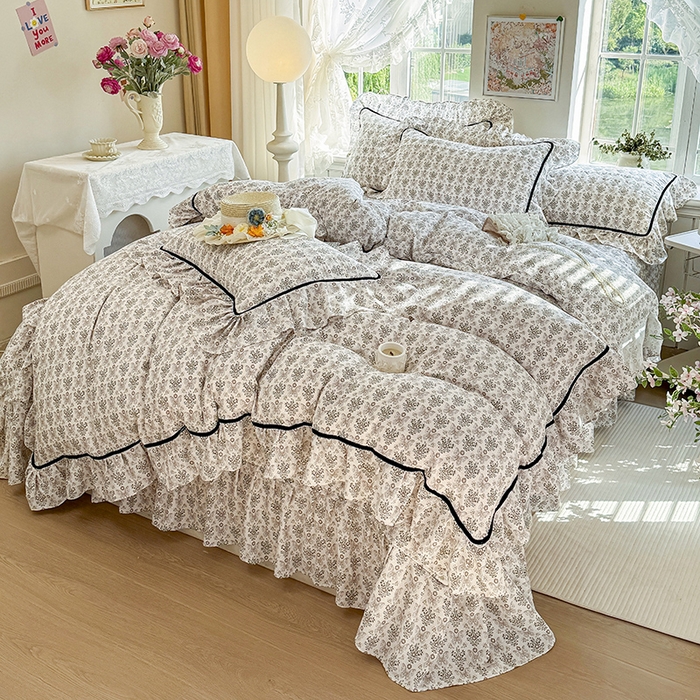 91家纺网 家纺一手货源 找家纺 宜凡家纺 2025新款A类水洗珍珠棉床盖三件套 卡诺