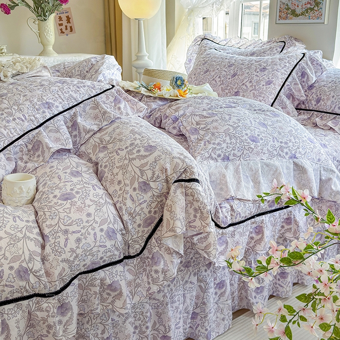 91家纺网 家纺一手货源 找家纺 宜凡家纺 2025新款A类水洗珍珠棉床盖三件套 洛拉