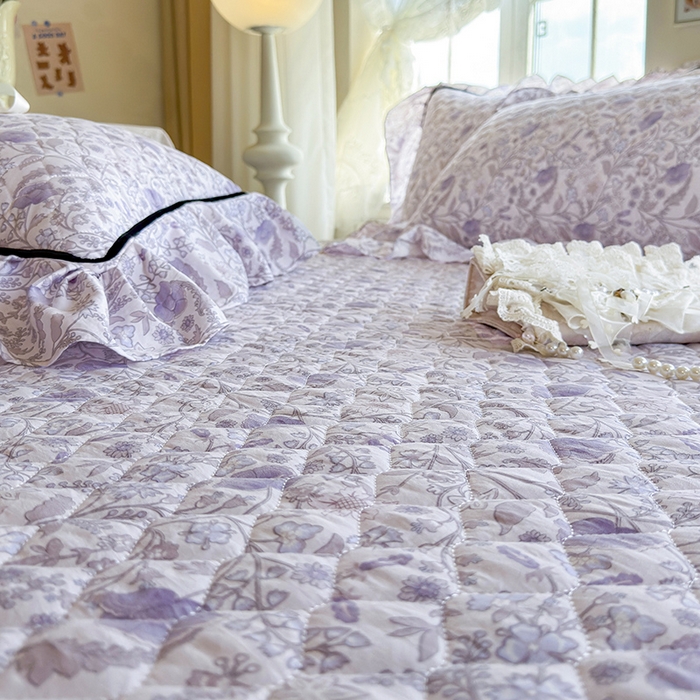 91家纺网 家纺一手货源 找家纺 宜凡家纺 2025新款A类水洗珍珠棉床盖三件套 洛拉