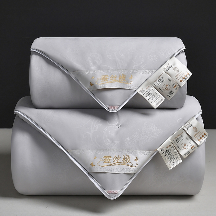 爱顿家纺 2025新款A类磨毛压花蚕丝被 灰色