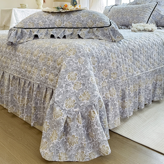 91家纺网 家纺一手货源 找家纺 宜凡家纺 2025新款A类水洗珍珠棉床盖三件套 清野