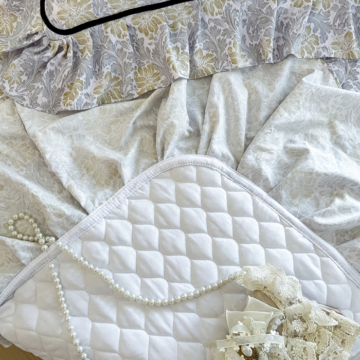 91家纺网 家纺一手货源 找家纺 宜凡家纺 2025新款A类水洗珍珠棉床盖三件套 清野