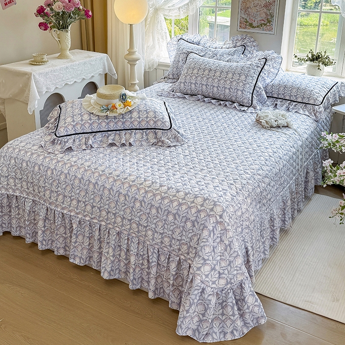 宜凡家纺 2025新款A类水洗珍珠棉床盖三件套 夕雾