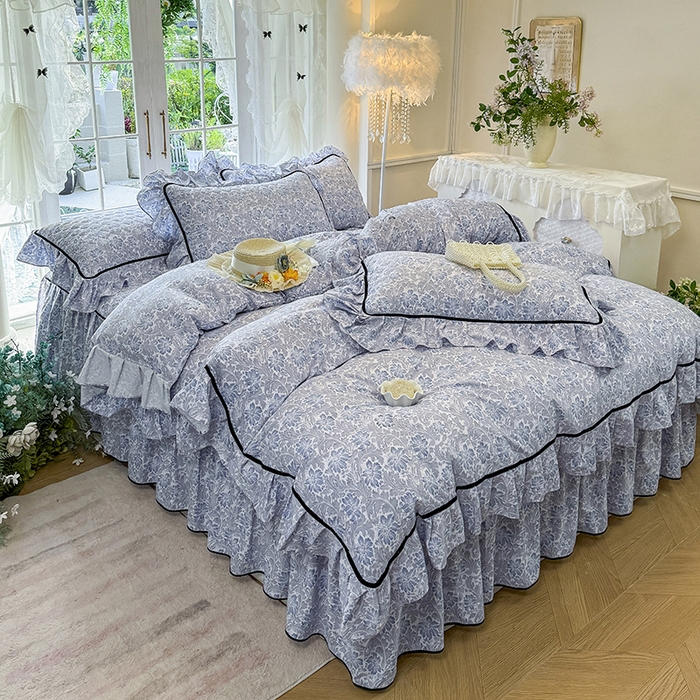 91家纺网 家纺一手货源 找家纺 （总）宜凡家纺 2025新款A类水洗珍珠棉夹棉床裙四件套