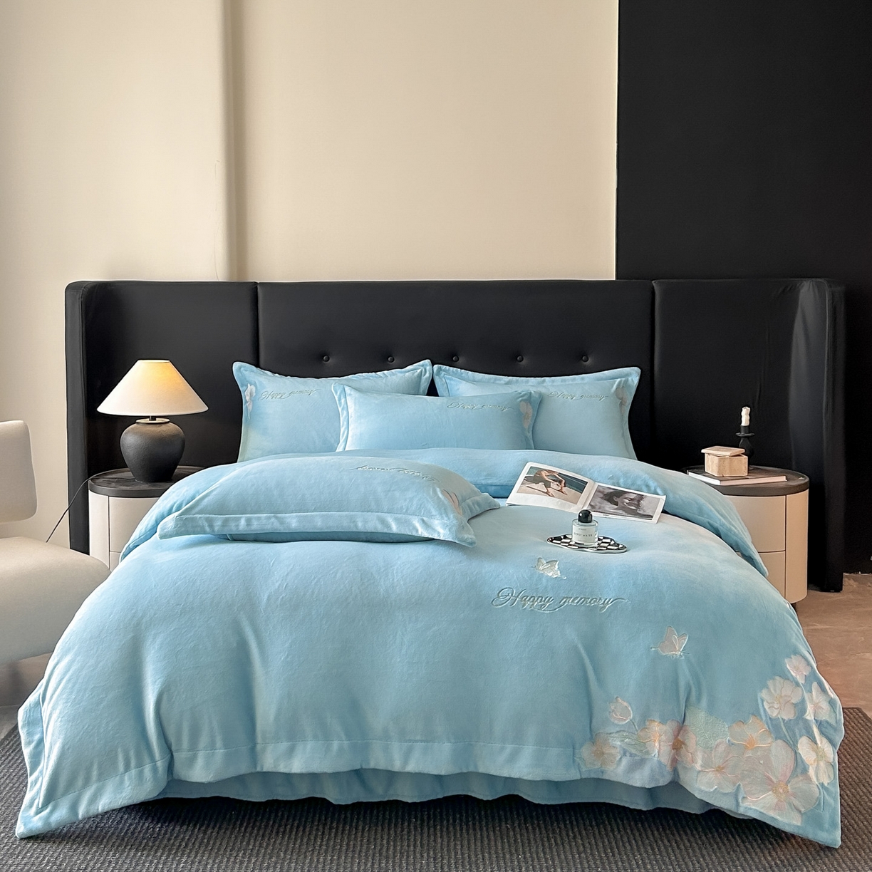 91家纺网 家纺一手货源 找家纺 （总）恋绒家纺 2025新款牛奶绒刺绣四件套-花舞