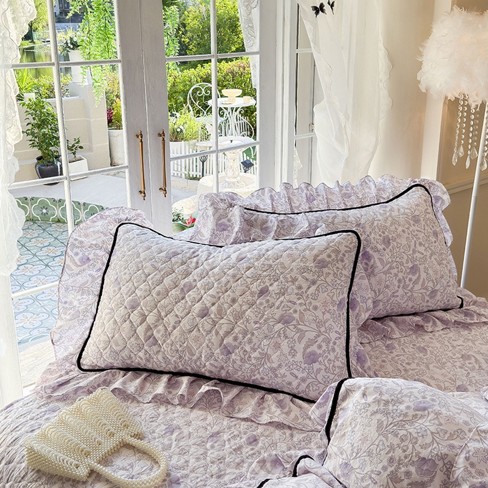 91家纺网 家纺一手货源 找家纺 宜凡家纺 2025新款A类水洗珍珠棉夹棉床裙四件套 洛拉