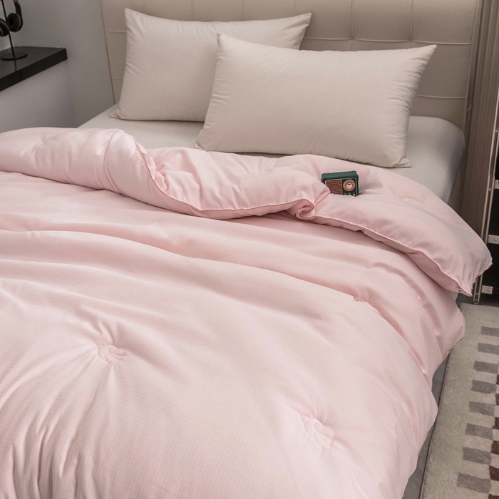 91家纺网 家纺一手货源 找家纺 爱顿家纺 2025新款千鸟格燕窝蛋白温养被冬被芯被子秋冬被 粉色