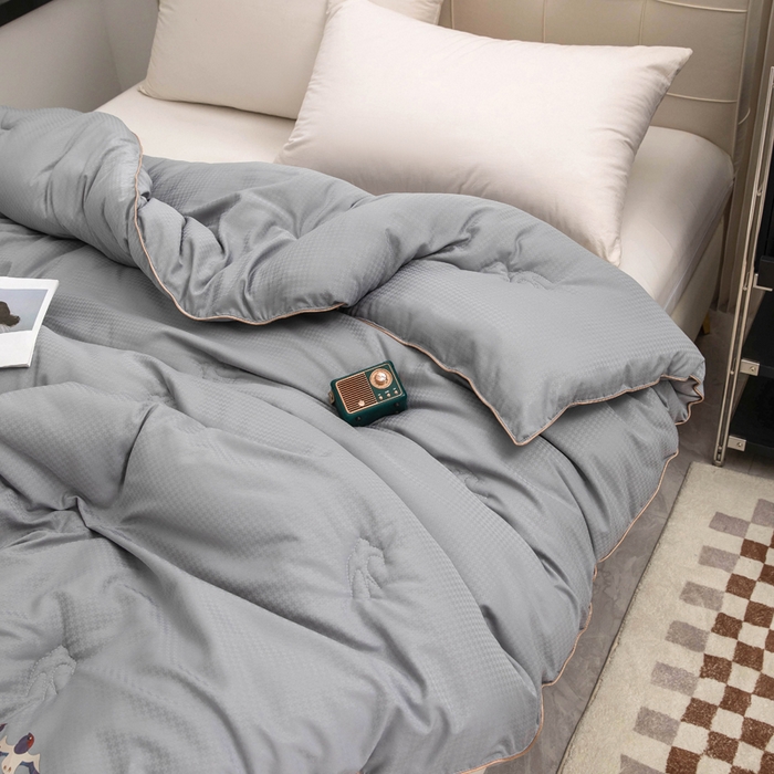 91家纺网 家纺一手货源 找家纺 爱顿家纺 2025新款千鸟格燕窝蛋白温养被冬被芯被子秋冬被 灰色