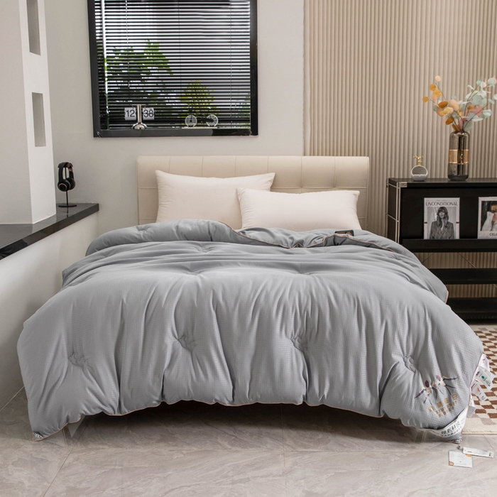 爱顿家纺 2025新款千鸟格燕窝蛋白温养被冬被芯被子秋冬被 灰色