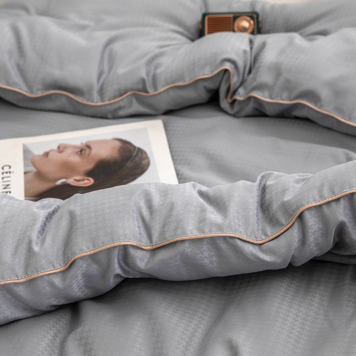 91家纺网 家纺一手货源 找家纺 爱顿家纺 2025新款千鸟格燕窝蛋白温养被冬被芯被子秋冬被 灰色