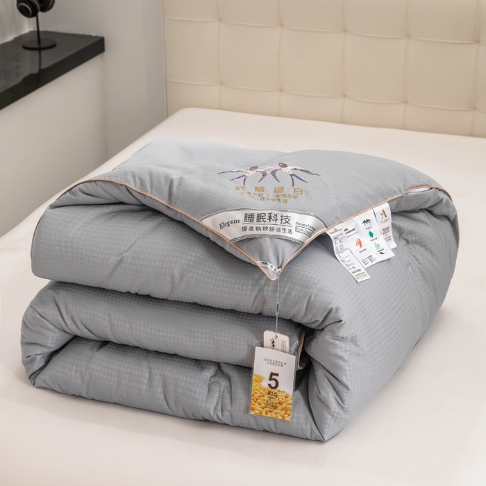 91家纺网 家纺一手货源 找家纺 爱顿家纺 2025新款千鸟格燕窝蛋白温养被冬被芯被子秋冬被 灰色