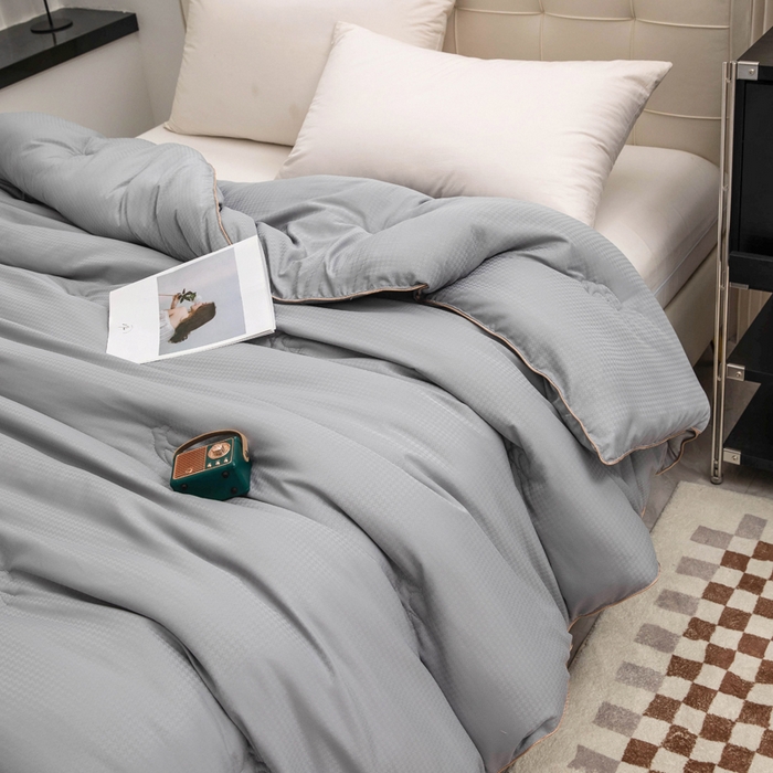 91家纺网 家纺一手货源 找家纺 爱顿家纺 2025新款千鸟格燕窝蛋白温养被冬被芯被子秋冬被 灰色