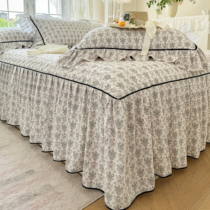 91家纺网 家纺一手货源 找家纺 宜凡家纺 2025新款A类水洗珍珠棉夹棉床裙四件套 卡诺