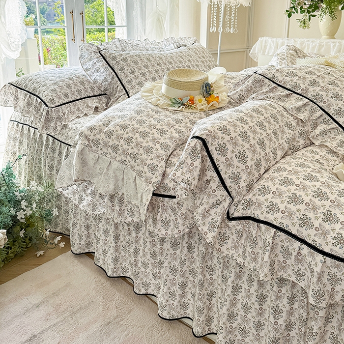 91家纺网 家纺一手货源 找家纺 宜凡家纺 2025新款A类水洗珍珠棉夹棉床裙四件套 卡诺