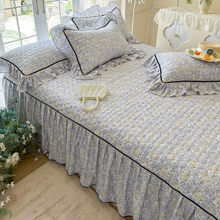 91家纺网 家纺一手货源 找家纺 宜凡家纺 2025新款A类水洗珍珠棉夹棉床裙四件套 清野